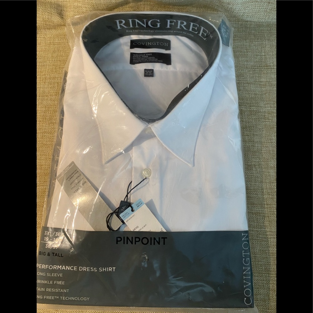 Covington wrinkle free stain free big and tall performance dress shirt